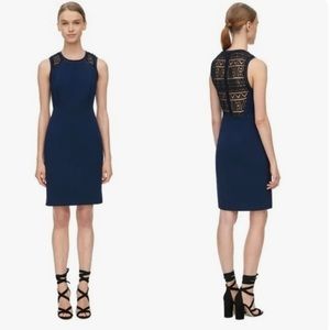 Rebecca Taylor navy blue shift lace dress crochet 8 NWT